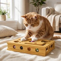 Caja de Juguete para Gatos de Bambú con Rascador 2 en 1, Caja de Almacenamiento de Juguetes para Gatos, Casa de Juegos para Gatos de Interior, Venta al por Mayor OEM