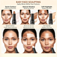 Crayon de Contour Précis Double Embout Imperméable Longue Durée pour Sculpter le Visage, Effet Ombre et Highlight, Stock Disponible, Meilleures Ventes