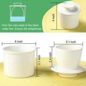 Pot <span class=keywords><strong>à</strong></span> beurre en céramique de style cloche pour la cuisine <span class=keywords><strong>à</strong></span> domicile, pot <span class=keywords><strong>à</strong></span> beurre français en porcelaine d'origine avec ligne d'<span class=keywords><strong>eau</strong></span> - Product Image 2