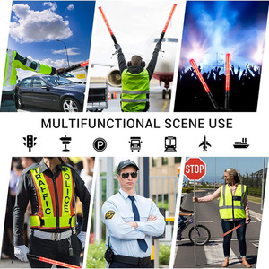 Bâton de signalisation LED portable de haute qualité, alimenté par batterie, longueur 30 cm, avec lampe torche, matériau ABS+PVC - Product Image 5