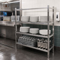 XINGRUO 3-stöckiges Edelstahl-Regal Küchen-Aufbewahrungsregal Schwerlast-Metallregal für Restaurant Gewerbliche Küche