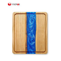Luxe blauwe epoxyhars acacia houten charcuterieplank met sapgoot, ocean style kaas serveerblad voor feestjes