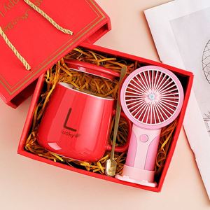 Custom Logo Ideas Gadgets Wedding Gifts for Guests Promotional Business Gifts Set for Women Ceramic <b>Cup</b> and Handheld Fan - Product Image 3
