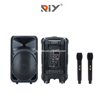 Enceinte active rechargeable PK-3212 avec fonction BT/USB, enceinte trolley active de 10/12/15 pouces avec deux micros portatifs pour l'extérieur
