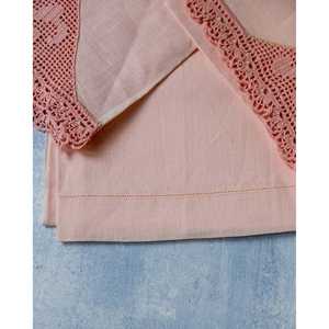 Lot de deux serviettes de table en lin rose Fabriano, motif imprimé personnalisable avec bordure au crochet, ensemble de torchons réutilisables et style uni - Product Image 2