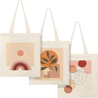 Ensemble de sacs fourre-tout en toile personnalisés, style bohème minimaliste, art abstrait, écologiques, réutilisables, en corde de coton, pour femmes, style neutre, cadeau
