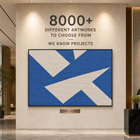 Kobaltblau Elfenbein Scharfer Pfeil Geometrische Handgefertigte Seilgewebte Faser-Wandkunst Schwarzer Rahmen Hotel-Lobby Eingangsbereich Akzentwand Maßanfertigung