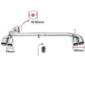 Terminale di Scarico Quadruplo in Acciaio Inox Argento e Nero con Fibra di Carbonio per BMW Serie 1 <span class=keywords><strong>118i</strong></span> <span class=keywords><strong>F20</strong></span> 2013-2016 - Product Image 6