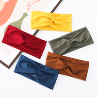 Bandeau de sport européen et américain de couleur bonbon pour femmes Bandeau de yoga en coton élastique croisé torsadé pour femmes