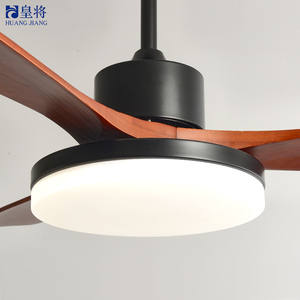 Ventilateur de plafond en bois massif à 3 pales de 56 pouces d'inspiration vintage américaine avec moteur AC, lumière LED et télécommande - pour les salons et les salles à manger - Product Image 5