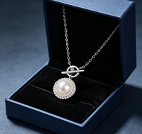 Collier Pendentif en Argent Sterling S925 avec Perle d'Eau Douce et Moissanite en Forme de T pour Femme, Idéal pour Mariage et Fêtes