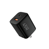 Cargador GaN USB C Inteligente Justlink de 2 Puertos, ABS, para Laptop y Teléfono, Certificado ETL, 45W 35W 18W 27W PD3.0, Adaptador de Carga Rápida de 45W