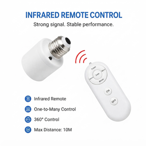 Support de lampe intelligent E27 avec télécommande, fonction minuterie et capteur de mouvement PIR - Adaptateur de prise d'éclairage sans fil universel - Product Image 5