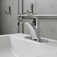 Robinet de salle de bain moderne monotrou en alliage de zinc avec corps en laiton, cartouche en céramique, poignée unique et plaque de fixation