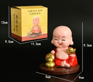 9*9*9.3ซม. ส่ายหัวพยักหน้าได้ตุ๊กตาพระพุทธรูปเล็กๆน้อยๆ<span class=keywords><strong>สามเณร</strong></span>พระภิกษุสงฆ์แสงอาทิตย์สำหรับตกแต่งรถบ้านสีเหลืองสีแดง - Product Image 3