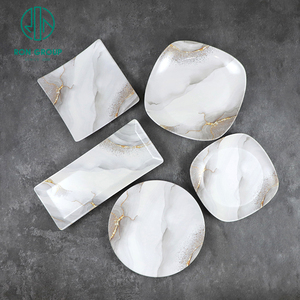 Vaisselle en mélamine blanche personnalisée moderne, assiette carrée pour dessert, salade, dîner, service pour la maison, <span class=keywords><strong>restaurant</strong></span>, couverts - Product Image 2