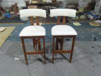 MX196 #   Taburete Alto de Madera Maciza Moderno, Altura Ajustable, Sin Reposabrazos, Tela Personalizable, Uso Comercial, Comedores, Sala de Estar