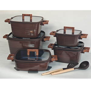 Donnor Crest <span class=keywords><strong>Set</strong></span> di <span class=keywords><strong>pentole</strong></span> quadrate classiche da 15 pezzi per zuppa antiaderente con diamanti blu Base a <span class=keywords><strong>induzione</strong></span> - Product Image 6