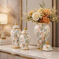 Vase en céramique bleu peint à la main, style chinois moderne haut de gamme, électroplaqué, motif floral, créatif, pour hydroponie, décorations de salon