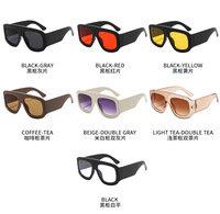 Lunettes de soleil carrées surdimensionnées épaisses, style rétro vintage, verres roses PC UV400, lunettes de soleil tendance, marque de luxe, lunettes pour femmes