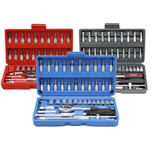 46-Pieces 1/4 inch Ổ cắm ổ cắm Ratchet cờ lê thiết lập Metric Bit Ổ cắm mở rộng thanh tay công cụ thiết lập - Product Image 1