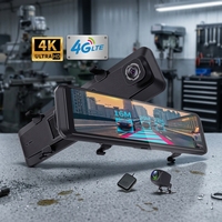Caméra de tableau de bord 4G 4K à double objectif avec Wifi GPS ADAS+BSD, caméra DVR de voiture, caméra de rétroviseur, caméra de voiture FHD 4K, diffusion en direct en temps réel