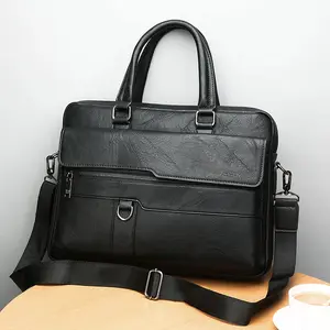 OT shopping-Bolso de cuero para ordenador portátil para hombre y mujer, maletines de cuero, bolsos tipo mensajero