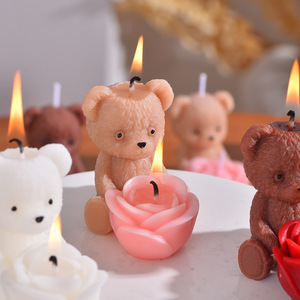 Vela de Osito de Peluche de Dibujos Animados Hecha a Mano para Decoración del Hogar, Velas Aromáticas de Animales Lindos al por Mayor para Regalos de Baby Shower, Fiestas de Cumpleaños - Product Image 2
