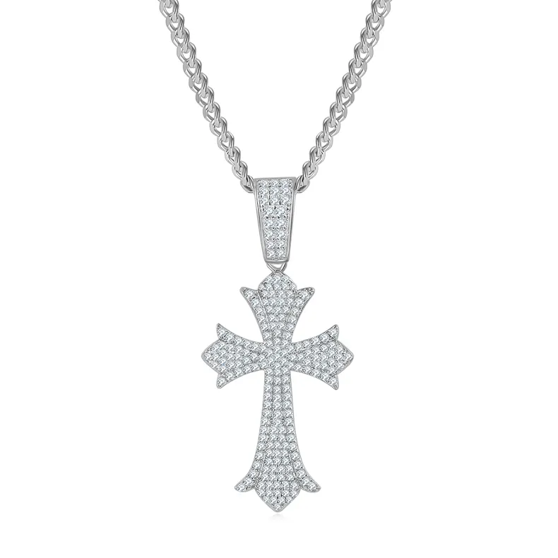 Amazon sells the cross necklace Moissanite S925 silver pendant necklace hiphop For Women Jewelry Men