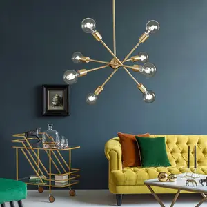 Chinese E27 Lantern Chandelier Lamp Gold Chrome Pendant Light Gold Living Room Bedroom Modern Nordic Pendant Light