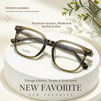 7343 INS Lunettes tendance à monture large en acétate pour un look sans maquillage, montures de lunettes unisexes