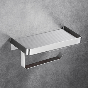 Portasciugamani da parete in acciaio inossidabile 304 spazzolato con supporto per <span class=keywords><strong>rotolo</strong></span> di carta igienica da bagno con ripiano per cellulare - Product Image 2