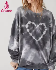 Newest design Women Tie Dye sweatshirt Oversized Cropped dye heart shape Sweatshirt