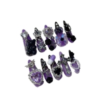 Série d'autocollants pour ongles Y2K Hot Girl, faux ongles réutilisables à pointe longue, faits main, pour manucure française, style international