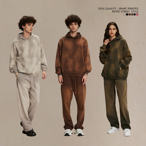 Sweat-shirt unisexe surdimensionné de style vintage lavé, poids lourd 450 g, pour homme, avec logo personnalisé, fabrication en série - Product Image 4