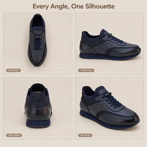 RADOLFA Sneakers in Pelle <span class=keywords><strong>da</strong></span> Uomo di Grande Taglia, Suola in Schiuma, Leggere, Texture Mista, <span class=keywords><strong>Scarpe</strong></span> Casual Stile Italiano di Tendenza - Product Image 3