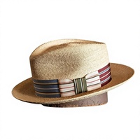 Topi Jerami Alami Modis untuk Luar Ruangan Grosir Pabrik dengan Hiasan Pita & Tali 58-60CM Cetak Sablon