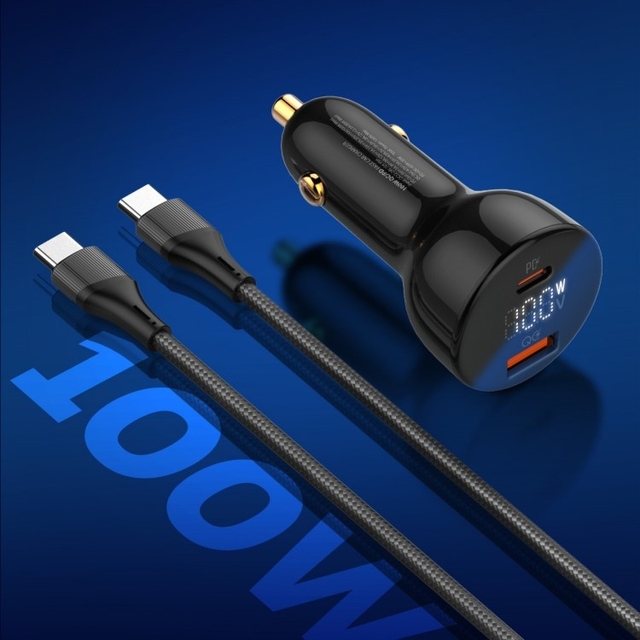 LDNIO C101 China Wholesale Competitive Price Usb Type c Qc3.0 Pd Dual Port Mobile Phone 100w Car Charger for Laptop Charging