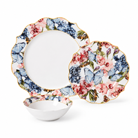 Service de table en porcelaine fine GXKC, motif floral royal de luxe, en céramique, avec décoration sous glaçure