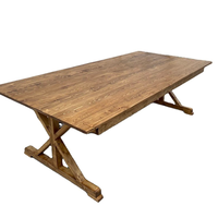 Table de ferme pliante en bois de pin massif avec pieds en forme de X Bjflamingo Vente en gros Table à manger en bois rustique naturel