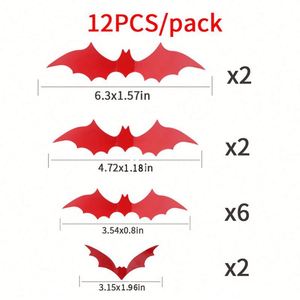 Décorations de fête d'Halloween, autocollants de chauve-souris 3D effrayants en PVC, autocollants amovibles pour fenêtres pour décorations d'Halloween - Product Image 2