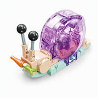 Ensemble de mini-blocs de construction personnalisés en forme d'escargot, modèle 3D à construire soi-même, coquille violette translucide, briques STEM, cadeau à marque privée