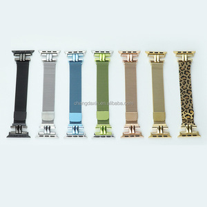 Bande de boucle en maille milanaise mince en métal de luxe pour <span class=keywords><strong>Apple</strong></span> <span class=keywords><strong>Watch</strong></span> Series 10 9 8 SE <span class=keywords><strong>Bracelet</strong></span> léopard de remplacement - Product Image 2