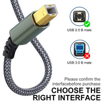 Nouveau câble de données USB plaqué or pour imprimante, charge rapide, USB vers Type-C, connecteur B mâle deux-en-un, tressé, dédié aux imprimantes