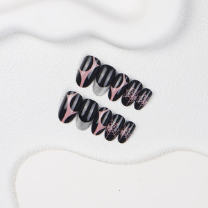 24 Uds. Fácil <span class=keywords><strong>de</strong></span> aplicar puntas <span class=keywords><strong>de</strong></span> uñas francesas a presión patrón <span class=keywords><strong>de</strong></span> <span class=keywords><strong>tela</strong></span> <span class=keywords><strong>de</strong></span> <span class=keywords><strong>araña</strong></span> negra ABS uñas artificiales <span class=keywords><strong>para</strong></span> Halloween <span class=keywords><strong>para</strong></span> aplicación <span class=keywords><strong>de</strong></span> dedos - Product Image 2