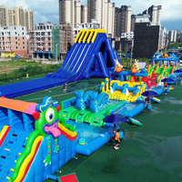 AOYU Piscine commerciale mobile gonflable au sol Parc aquatique Combo Obstacle Fun Slide avec piscine familiale