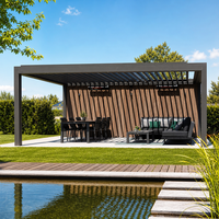 Smarte Antike Aluminium-Pergola mit Pulverbeschichtung, Motorisierte Einziehbare Bioklimatische Umweltfreundliche Freistehende Gartenlaube