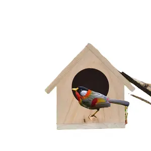 Caja de Nido de Pájaro de madera para niños, caja de Nido de Pájaro hecho a mano para alimentación de aves al aire libre