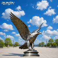 Sculpture d'aigle en acier inoxydable poli miroir, grandes ailes déployées, pour extérieur, place publique, monument aquatique, art métallique, fabrication sur mesure