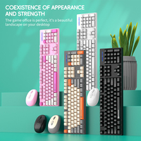 Clavier et souris sans fil ergonomiques 2,4 G à 104 touches, silencieux, noir, USB, plastique, pour ordinateur de bureau, logo personnalisé, vente en gros, faible MOQ